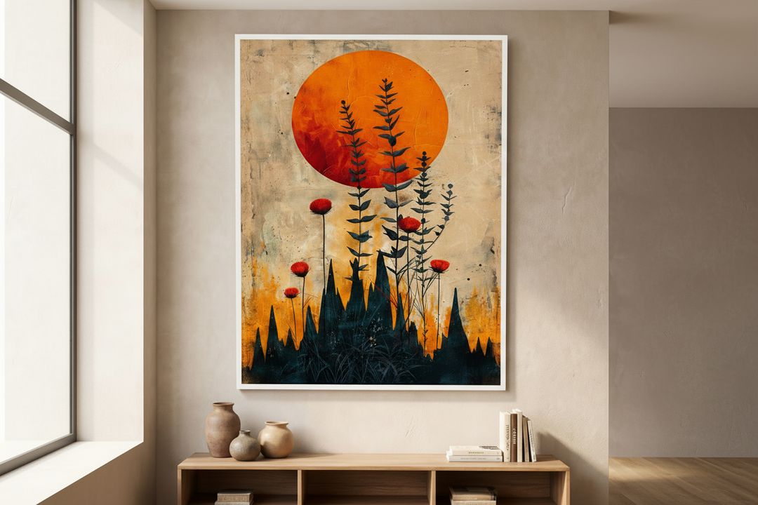 Abstract Botanical Sunset Canvas