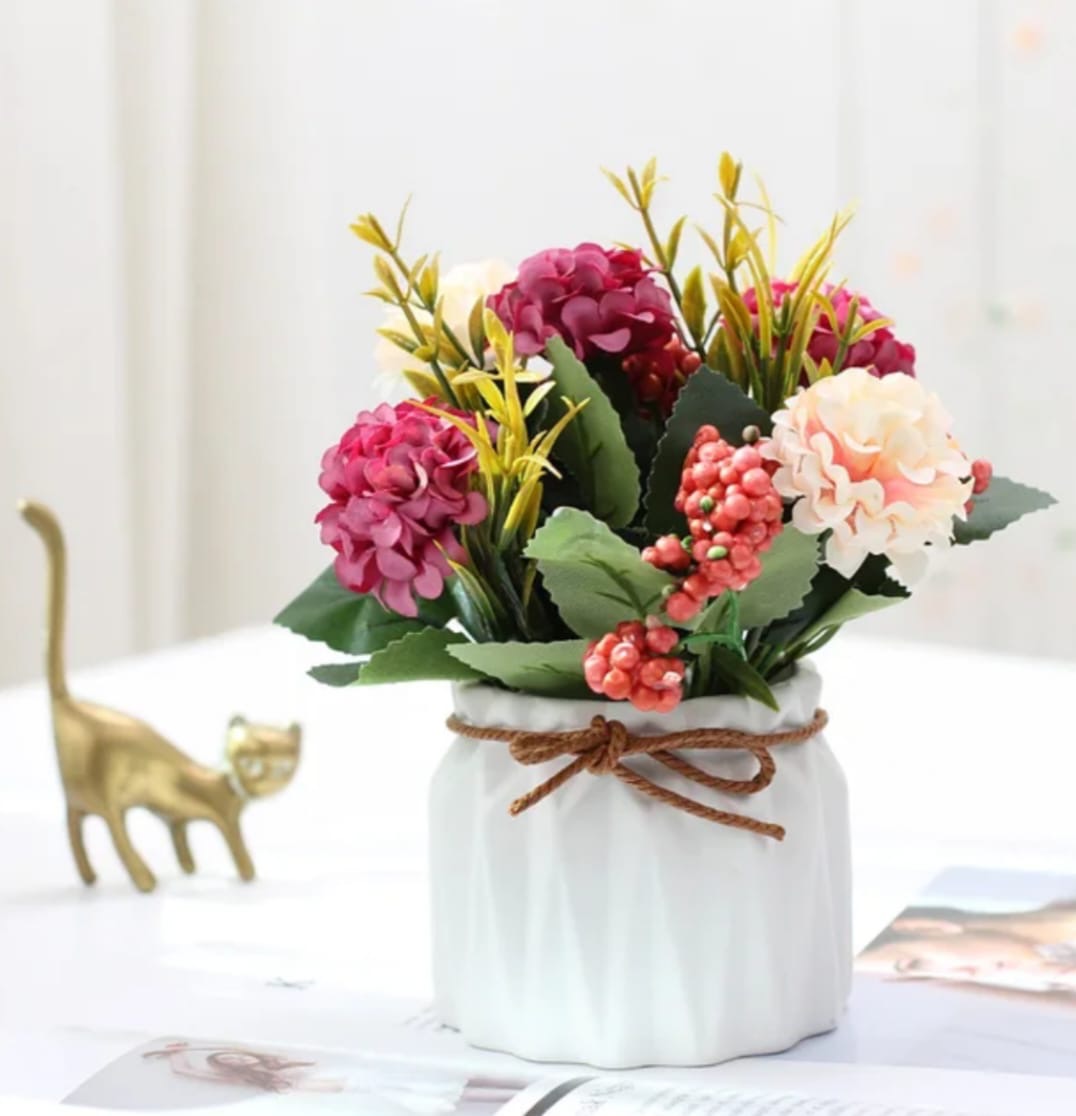 Artificial Hydrangea Plant in Ceramic Pot