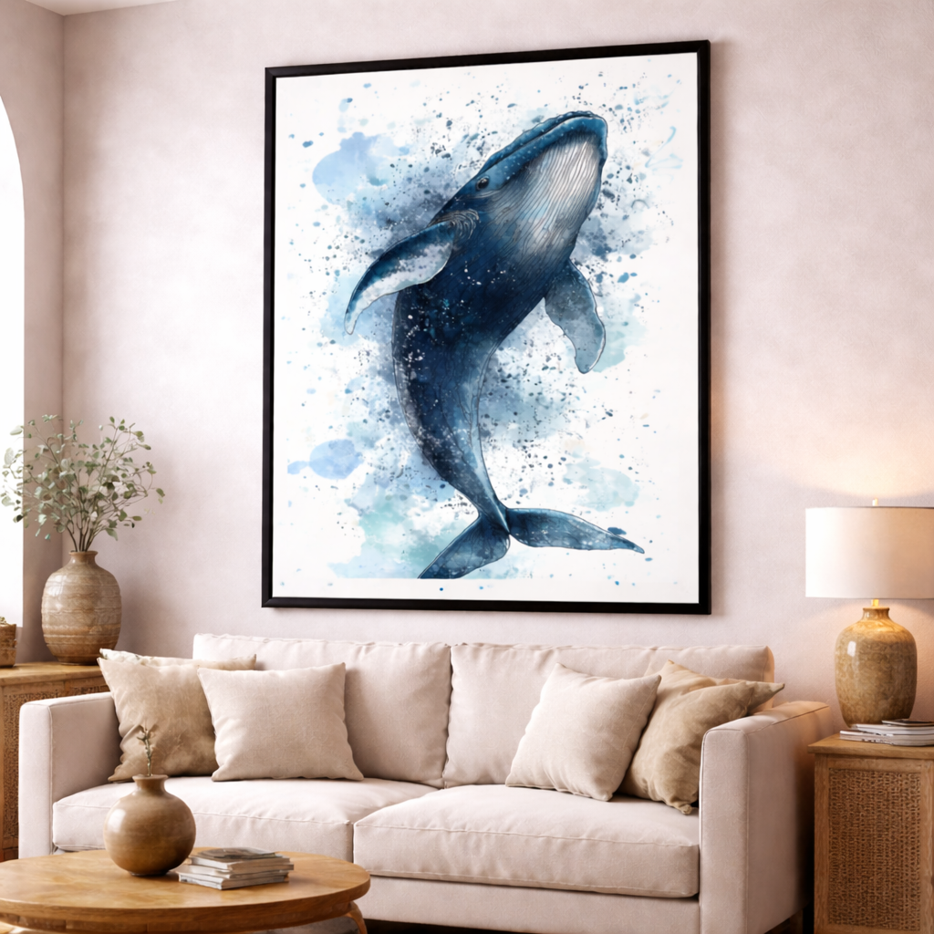 Watercolor Whale Canvas Art