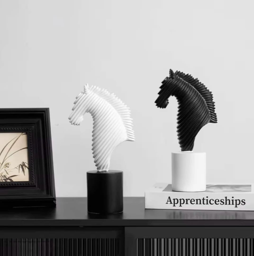 Black & White Modern Horse Head Sculptures