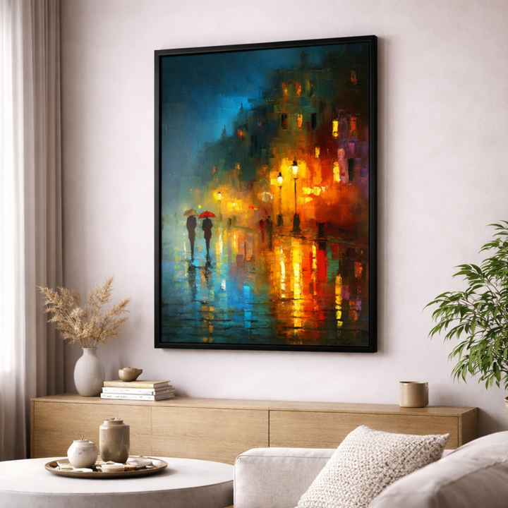 Rainy Street Night Canvas