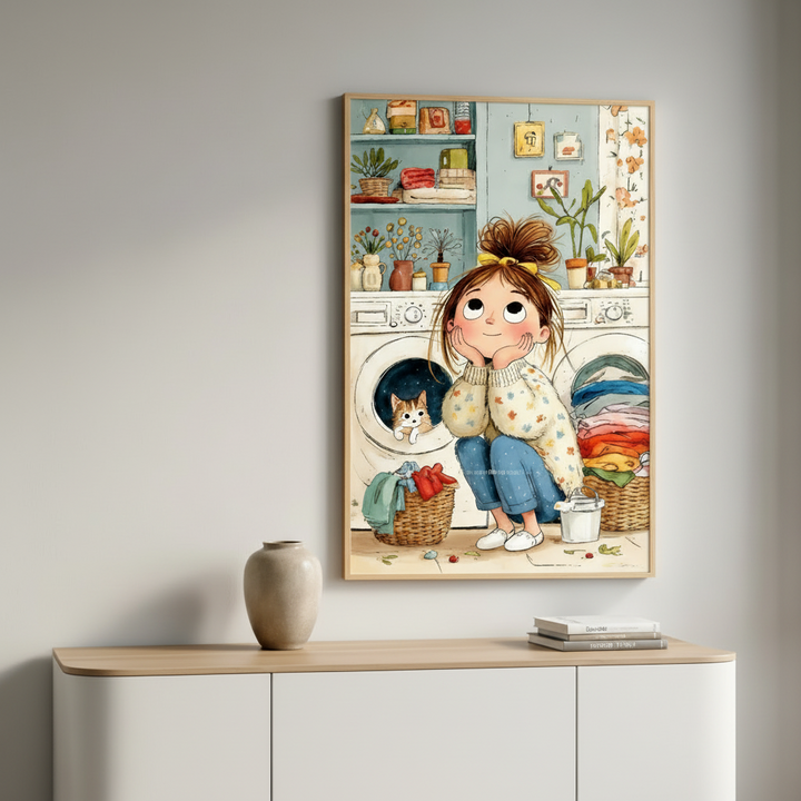 Whimsical Laundry Day Canvas Art