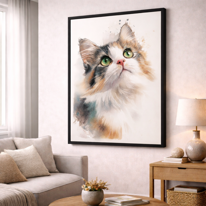 Watercolor Cat Portrait Canvas