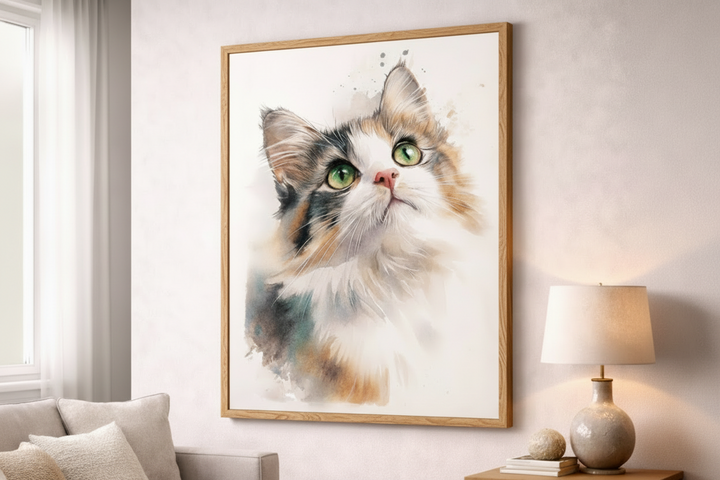 Watercolor Cat Portrait Canvas
