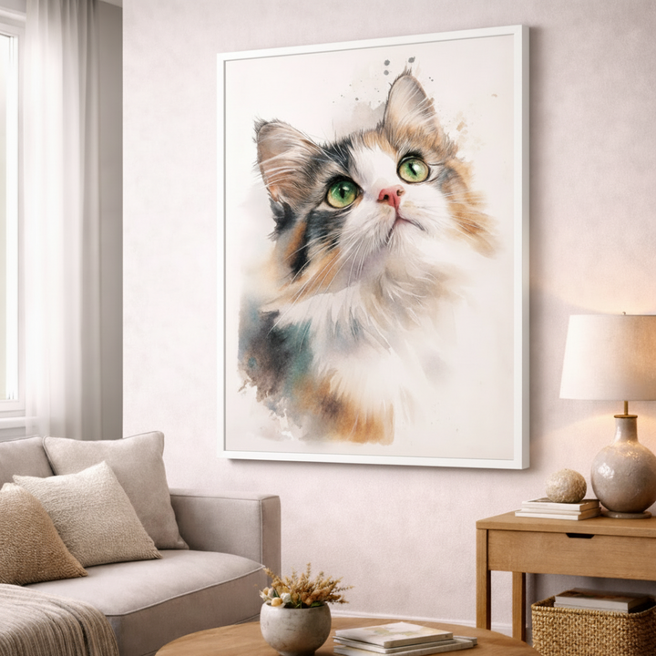 Watercolor Cat Portrait Canvas