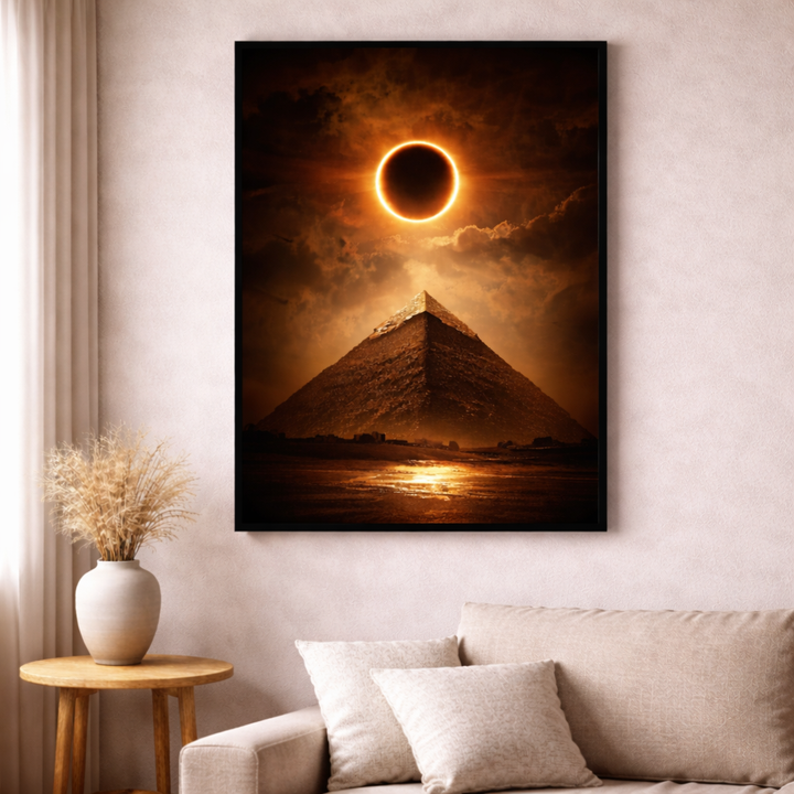 Solar Eclipse Pyramid Canvas Wall Art