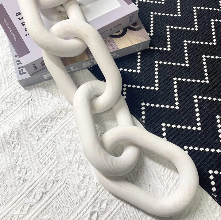 White Wooden Decorative Chain Link Sculpture