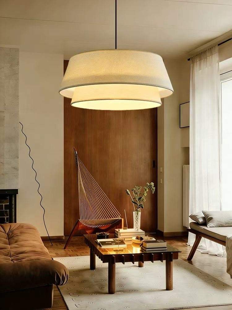 Layered Fabric Drum Pendant