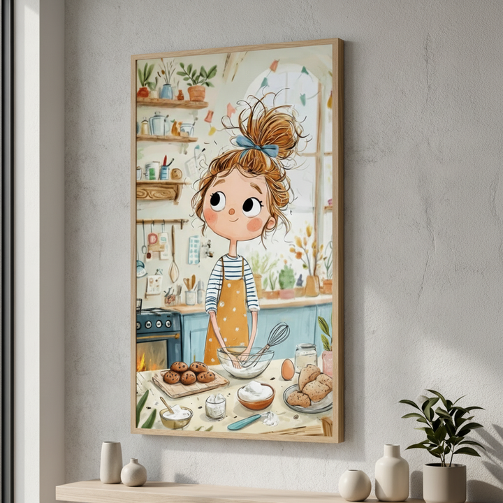 Whimsical Girl Baking Canvas Art