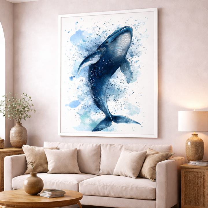 Watercolor Whale Canvas Art