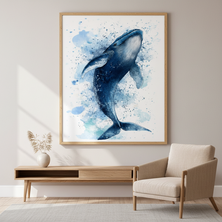 Watercolor Whale Canvas Art