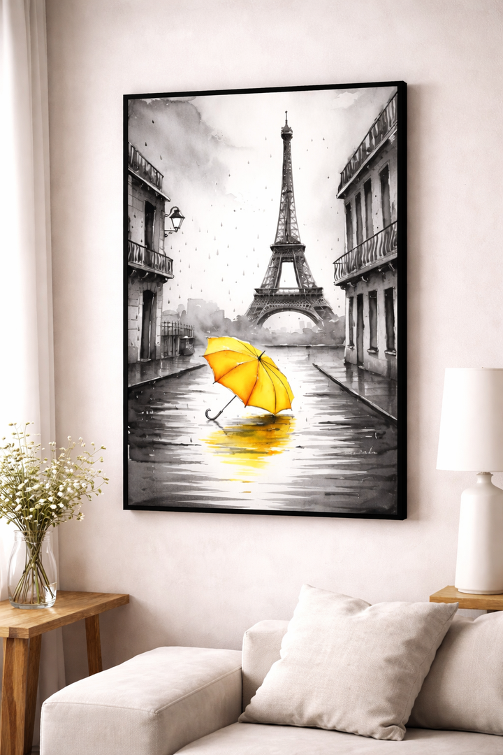 Paris Eiffel Tower Umbrella Framed Art