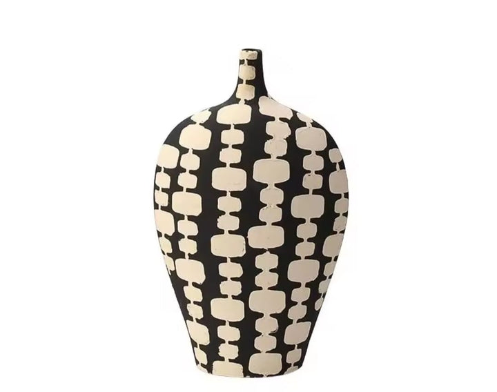 Modern Black & White Abstract Ceramic Vases set of 2