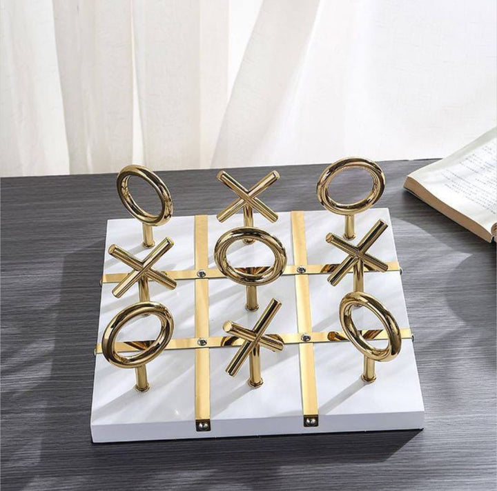 Luxury Gold & Marble Tic Tac Toe Game Decor