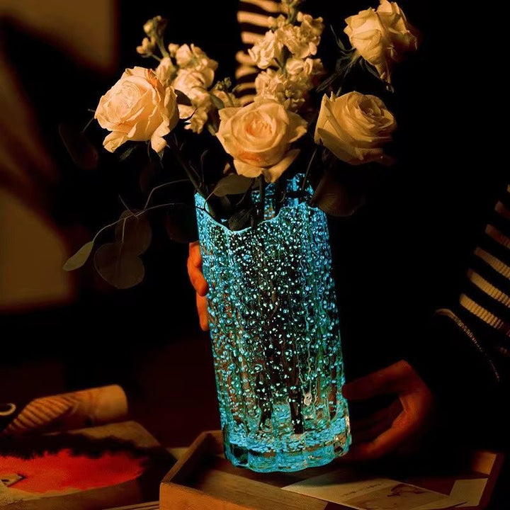 Illuminated Textured Glass Vase(set of 2)