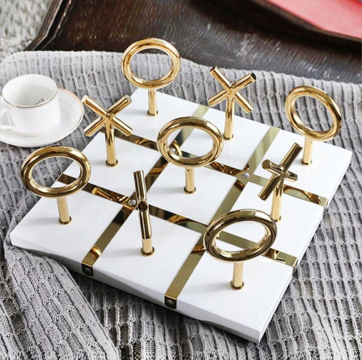 Luxury Gold & Marble Tic Tac Toe Game Decor