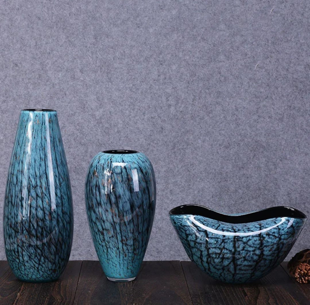 Blue Crackle Glaze Ceramic Vases