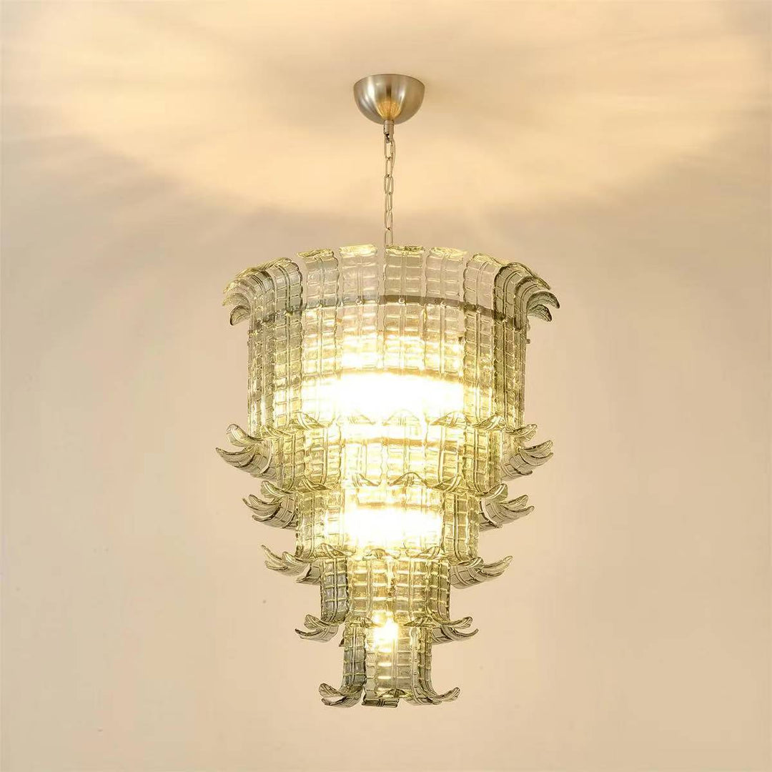 Modern Glass Chandelier with Multi-Layer Design