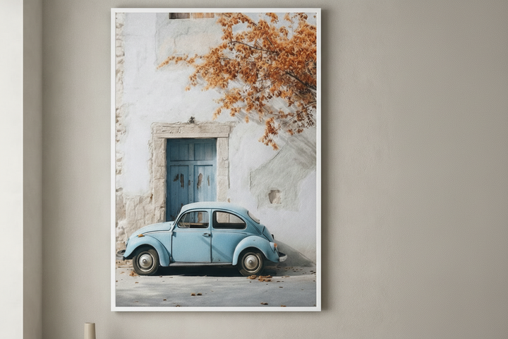 Vintage Blue Car Wall Canvas