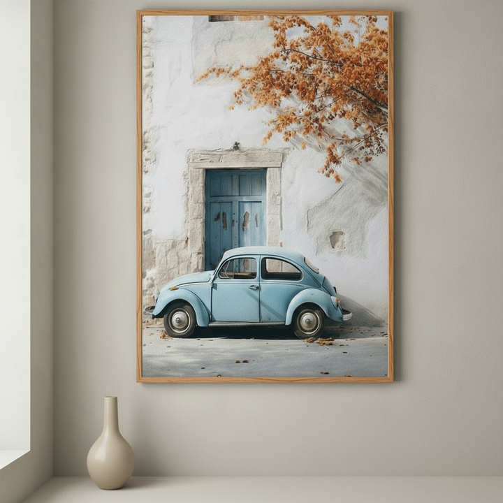 Vintage Blue Car Wall Canvas