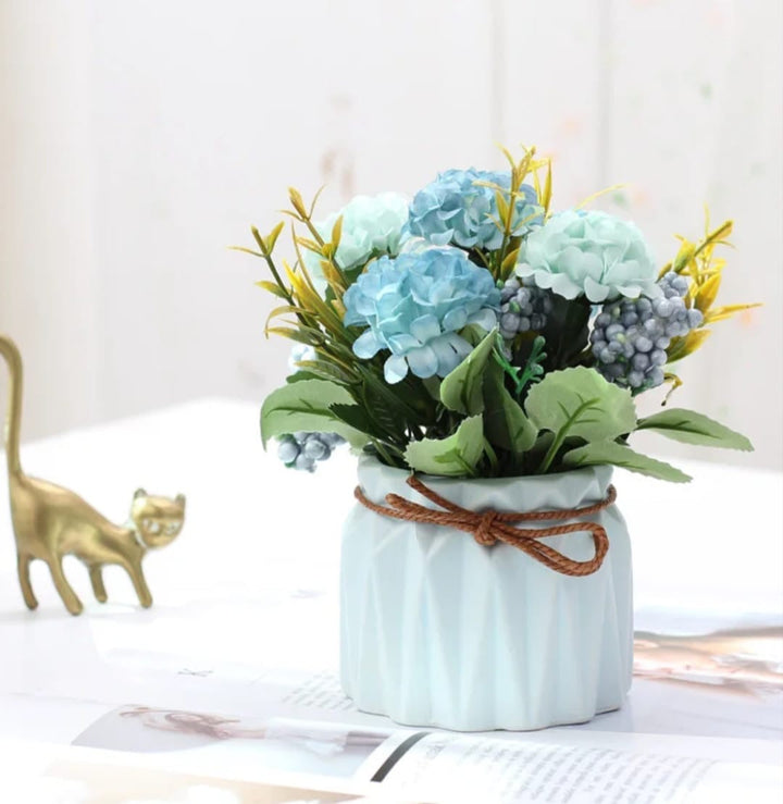 Artificial Hydrangea Plant in Ceramic Pot