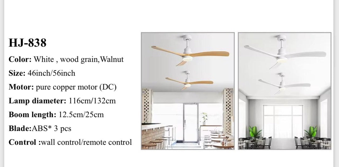 Modern 3-Blade Ceiling Fan with Walnut Wood Grain Finish