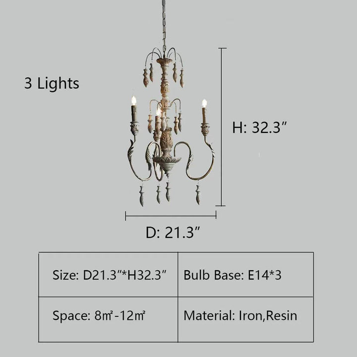 Rustic Chandelier in several sizes for Rooms and High Ceilings