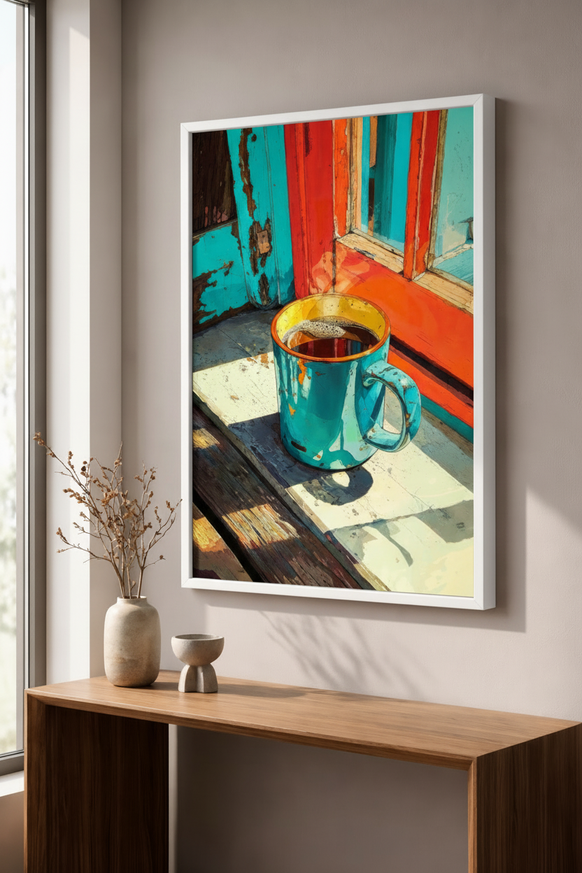 Morning Coffee by the Window Canvas Wall Art