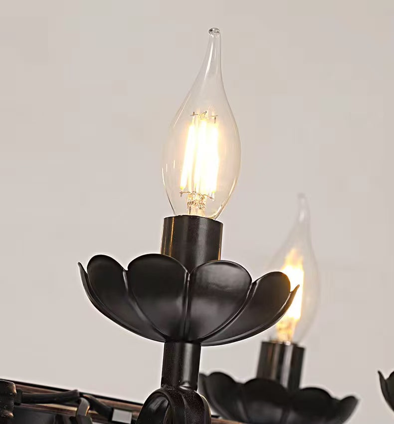 Rustic Candle-Style Wood Beam Chandelier