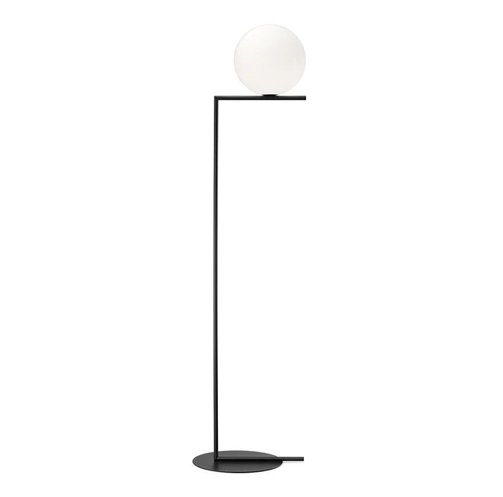 Modern Globe Floor Lamp Brass or Black Frame with Opal Shade