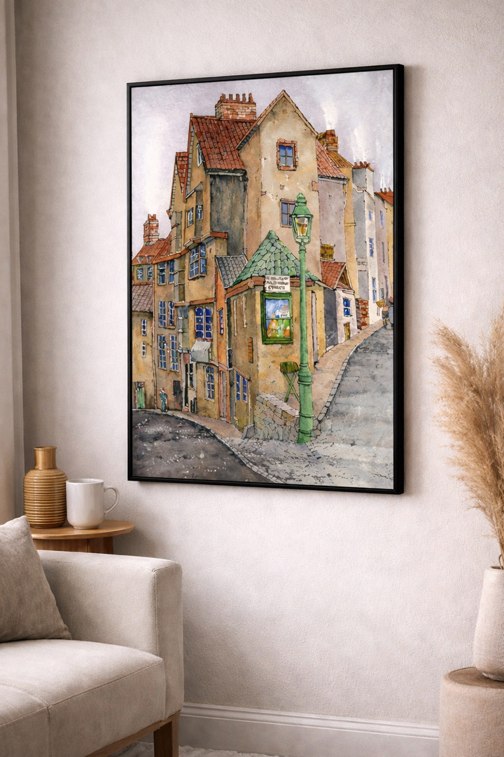 European Street Watercolor Framed Art