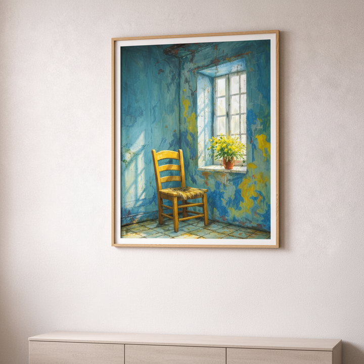 Blue Chair Sunlit Room Canvas
