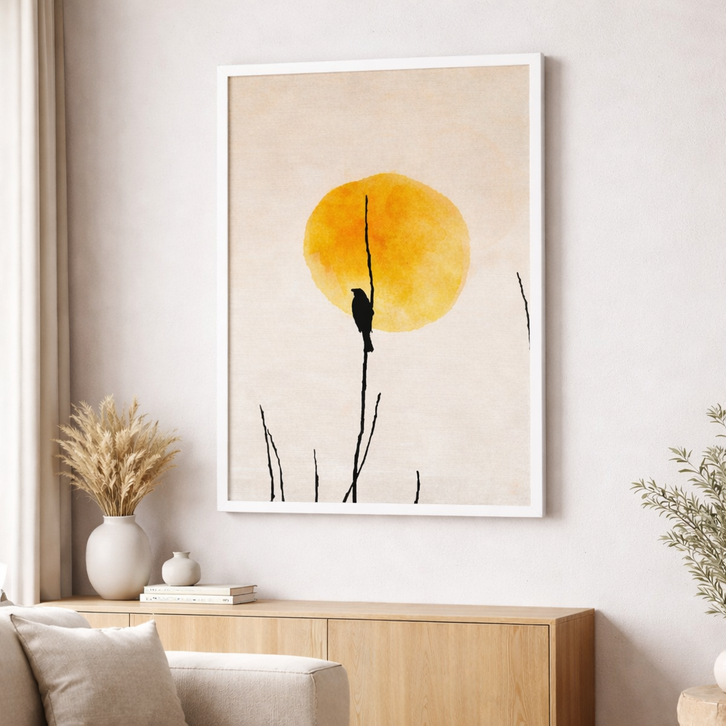 Minimal Bird Sunset Canvas