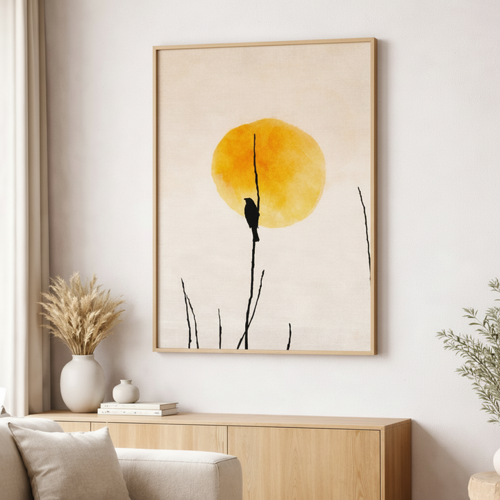 Minimal Bird Sunset Canvas