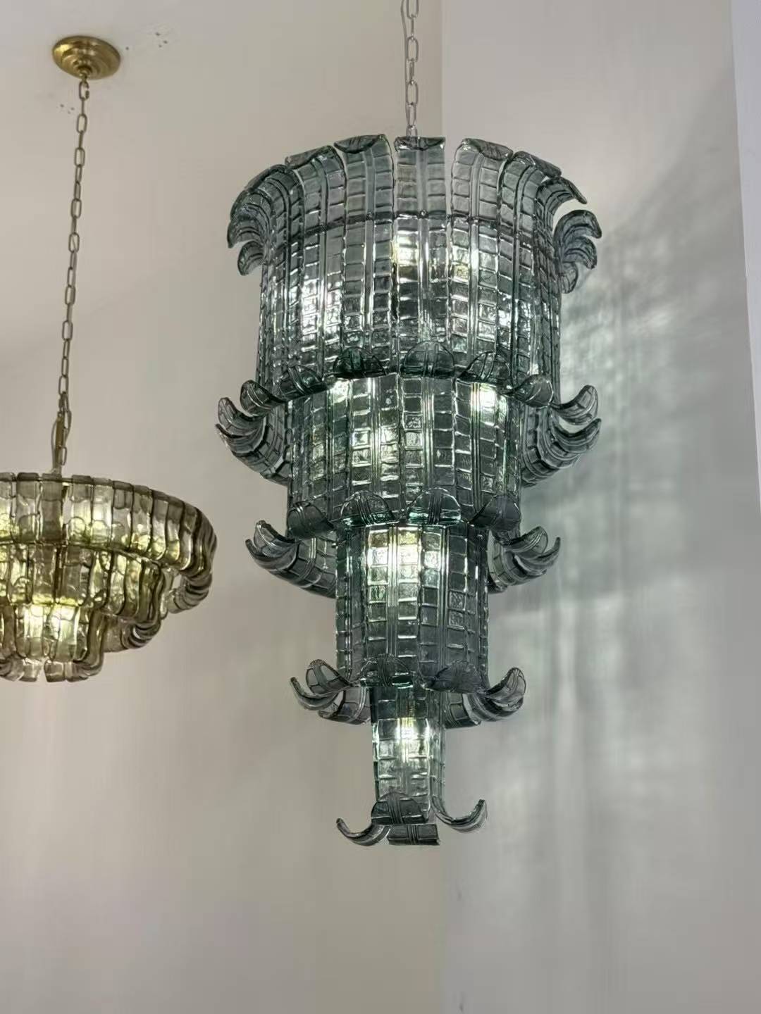 Modern Glass Chandelier with Multi-Layer Design