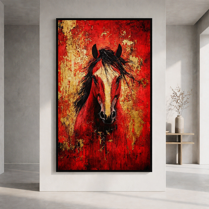 Red Horse Abstract Canvas