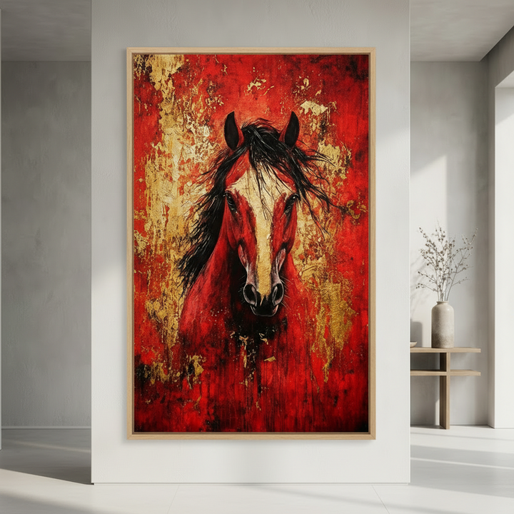Red Horse Abstract Canvas