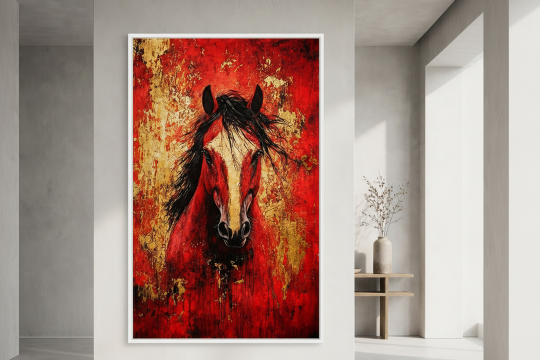 Red Horse Abstract Canvas