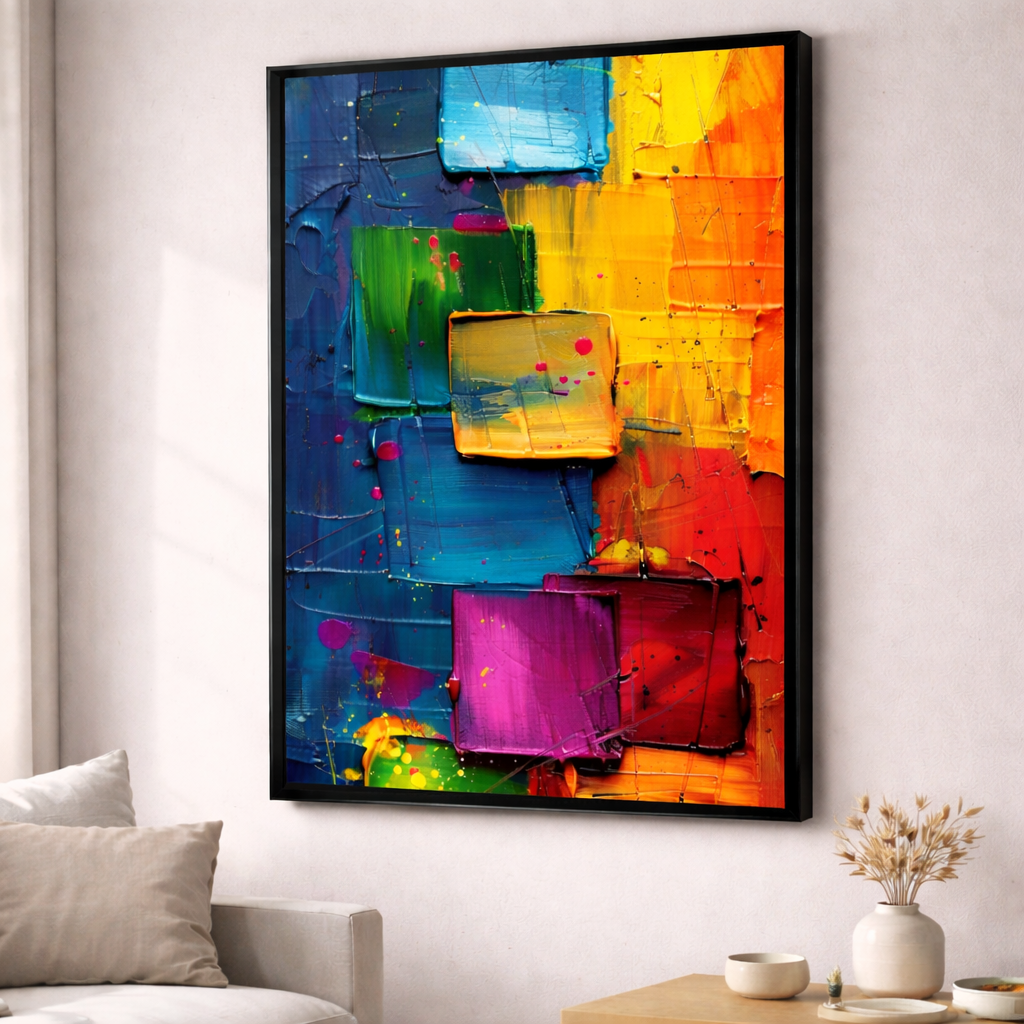 Bold Color Block Abstract Canvas