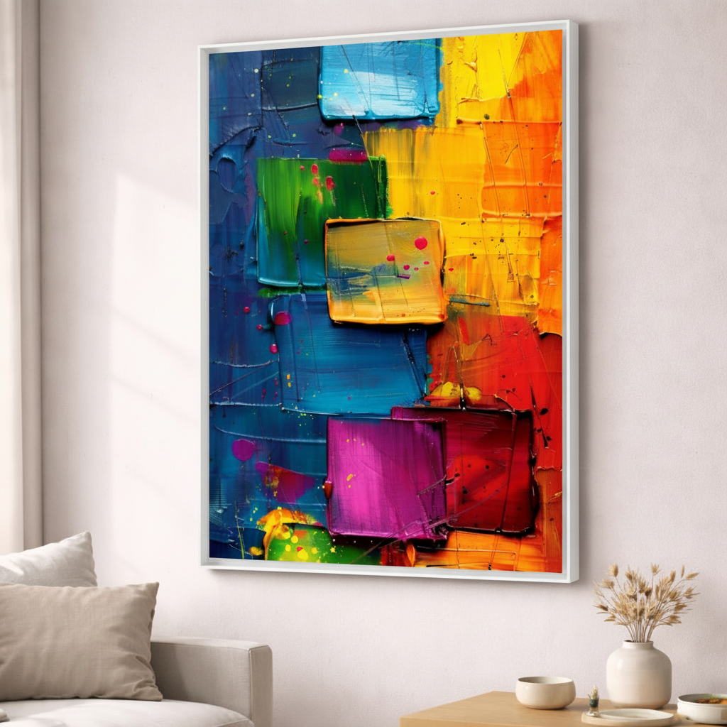 Bold Color Block Abstract Canvas