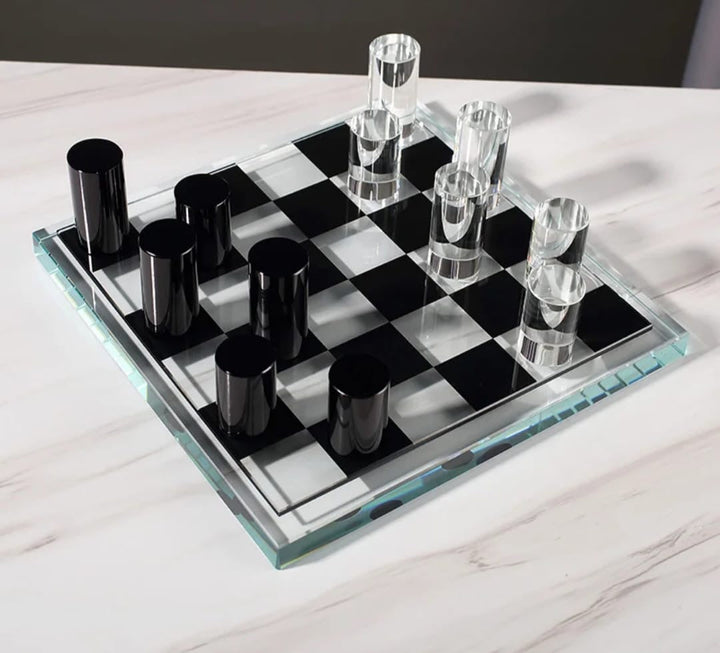 Modern Glass Cylinder Chess Set