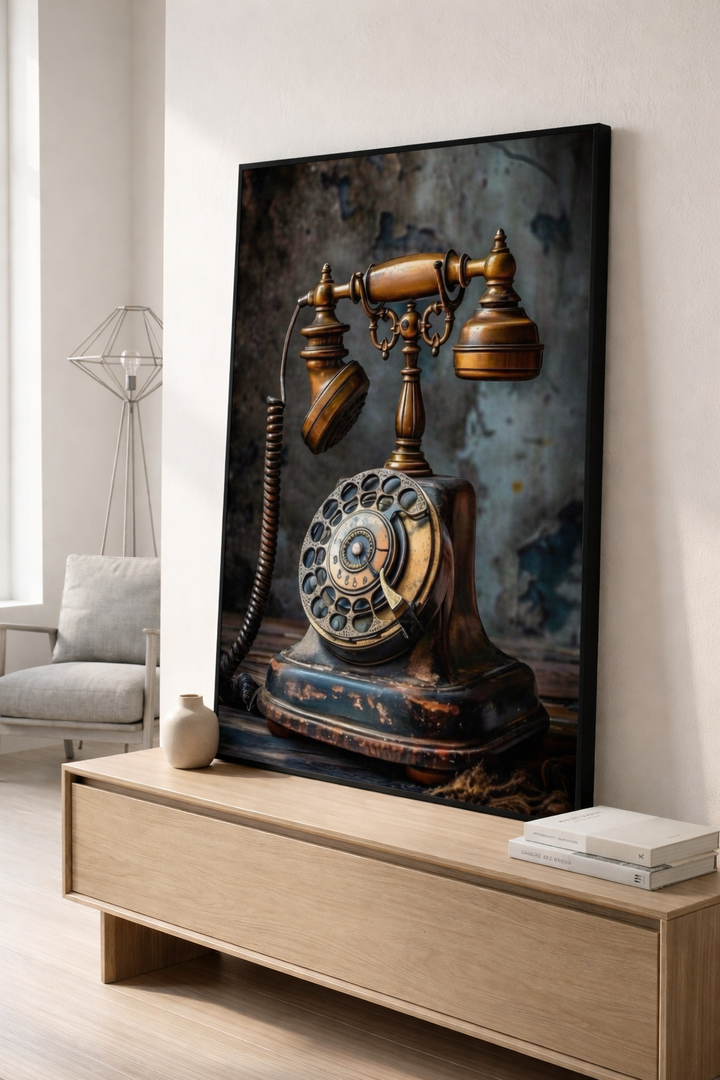 Vintage Rotary Telephone Framed Wall Art