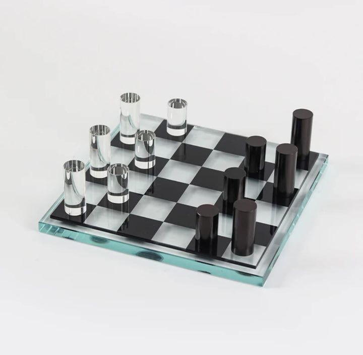 Modern Glass Cylinder Chess Set