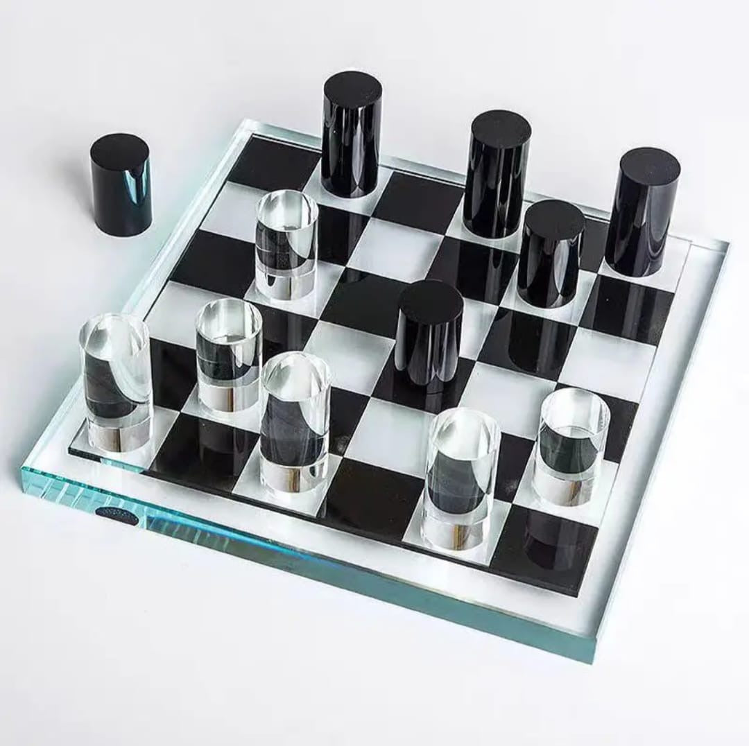 Modern Glass Cylinder Chess Set