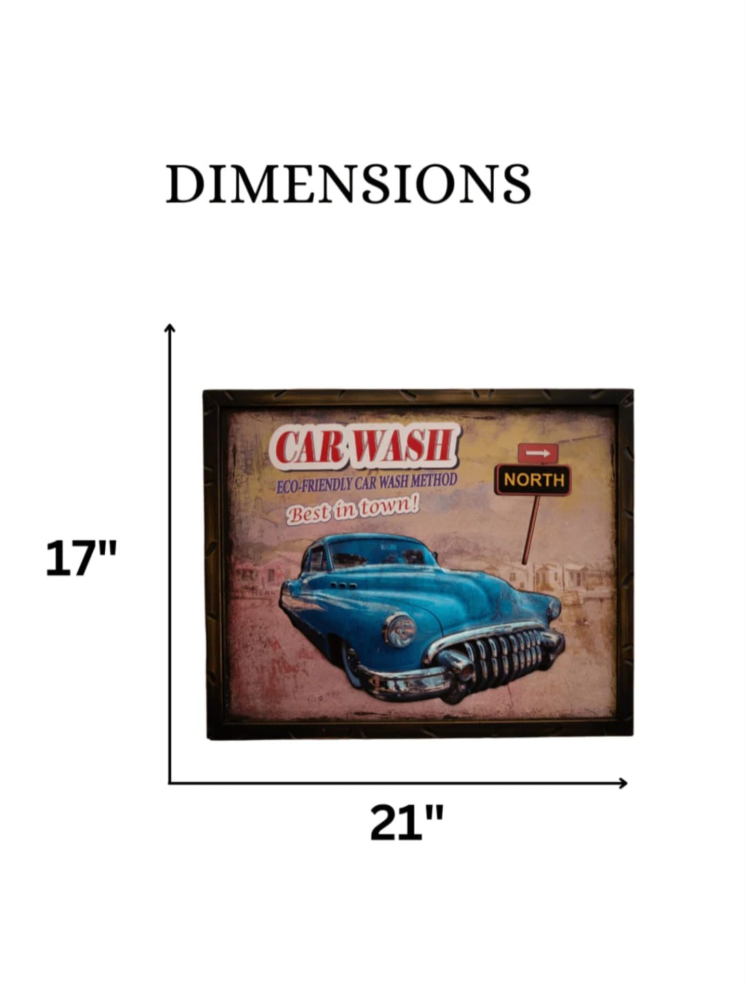 Vintage Blue Car Wash Retro Wall Art