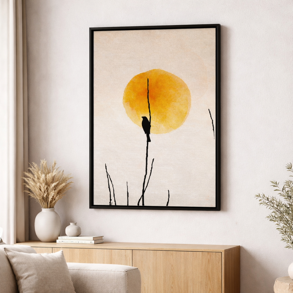 Minimal Bird Sunset Canvas