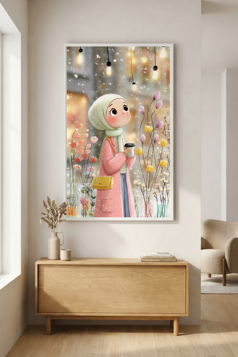 Cozy Winter Girl Canvas Art