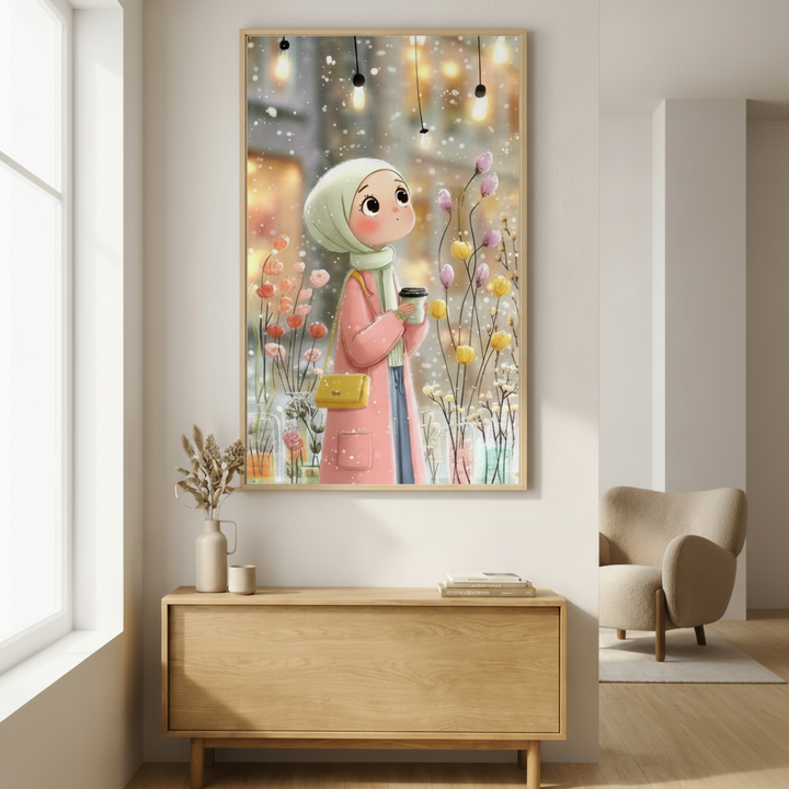 Cozy Winter Girl Canvas Art