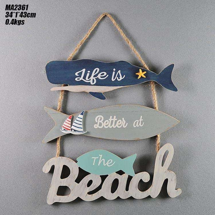 Shoreline Bliss - Beach Quote (Life is better) Wooden Hanging Sign