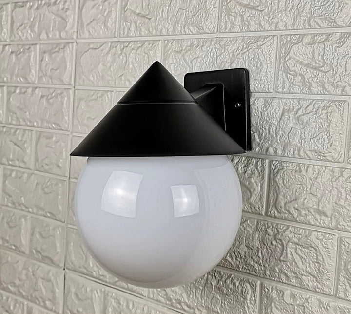 Outdoor Wall Light with Globe Shade & Conical Cap